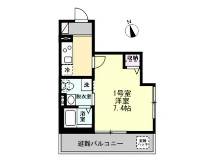 ベイルーム横須賀三春町(1K/2階)の間取り写真