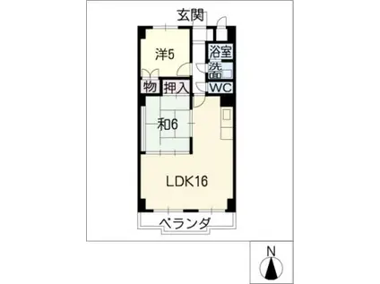アベニュー大井(2LDK/9階)の間取り写真