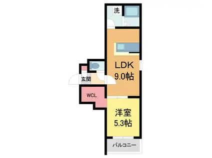 KEY ビレッジ 東鳴尾(1LDK/1階)の間取り写真