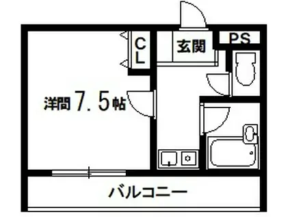 パークサイド野崎(1K/4階)の間取り写真
