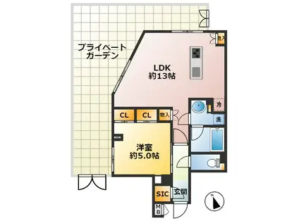 OZIO西荻窪II(1LDK/1階)の間取り写真