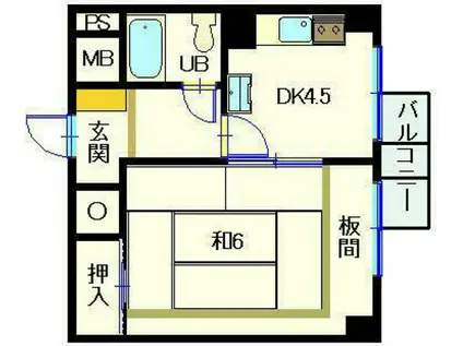 チサンマンション広島(1DK/6階)の間取り写真
