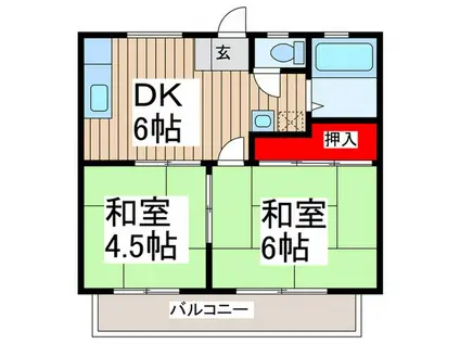 美原ハイツA(2DK/2階)の間取り写真