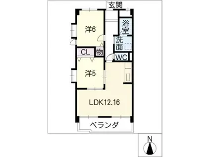 ダイソー12号館(2LDK/2階)の間取り写真