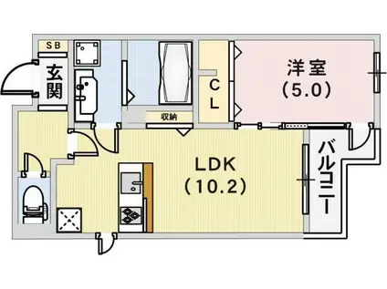 テラコート北野坂(1LDK/2階)の間取り写真