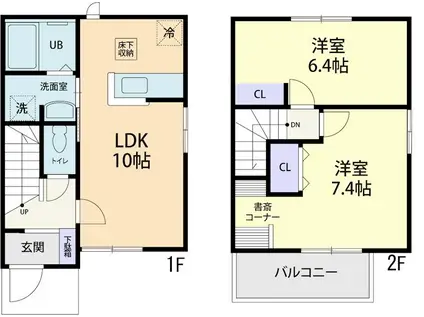 楓の木 B(2LDK/1階)の間取り写真