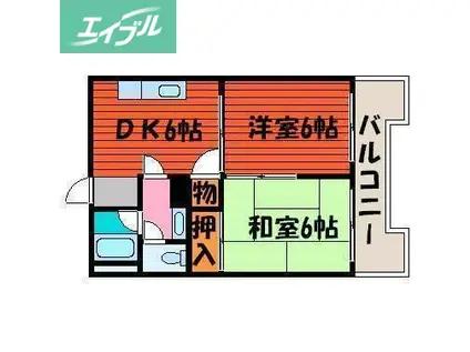 中央コーポ(2DK/3階)の間取り写真