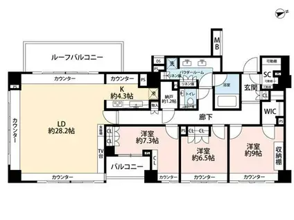 南青山マスターズハウス(3SLDK/7階)の間取り写真