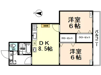 ジョイナス八尾(2DK/3階)の間取り写真