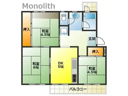 鶴山台36号棟(3DK/3階)の間取り写真
