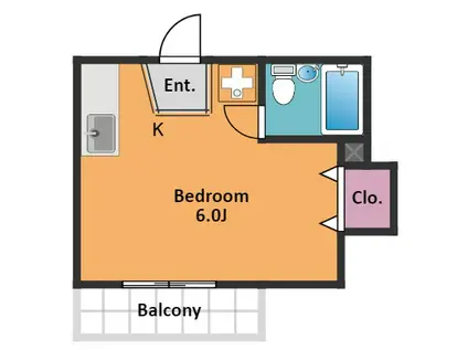 メゾンいるぎ(ワンルーム/2階)の間取り写真