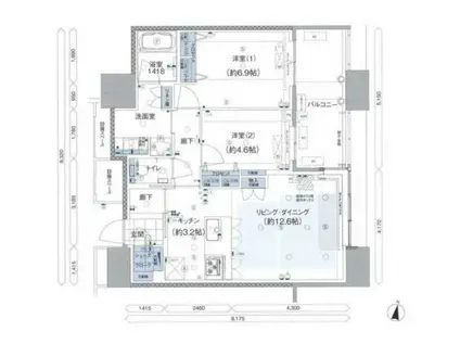 アイランドシティオーシャン&フォレストタワーレジデンスウエスト棟(2LDK/33階)の間取り写真