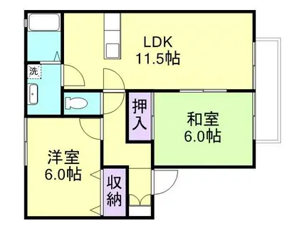 メゾン誠芳A・B棟(2LDK/1階)の間取り写真