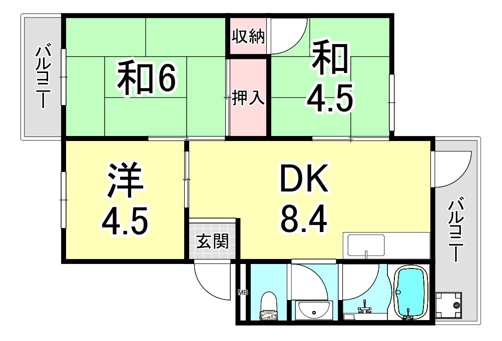 上高丸厚生年金3号棟(3DK/5階)の間取り写真