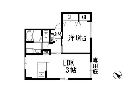 ハイツグリーン(1LDK/1階)の間取り写真