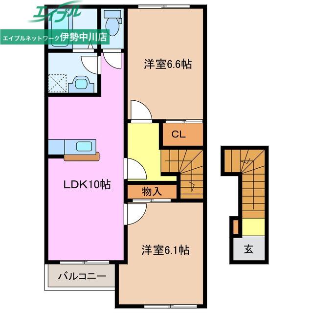 エルシャトーIII(2LDK/2階)の間取り写真