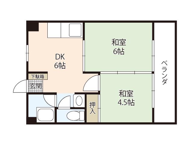 JSビル大宮(2DK/6階)の間取り写真