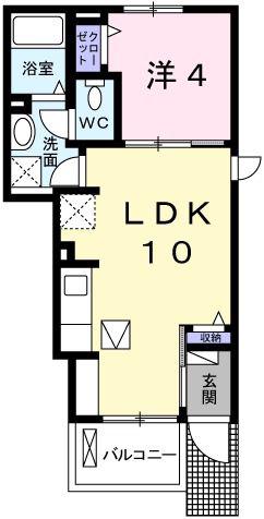 エスペランサ白国II(1LDK/1階)の間取り写真