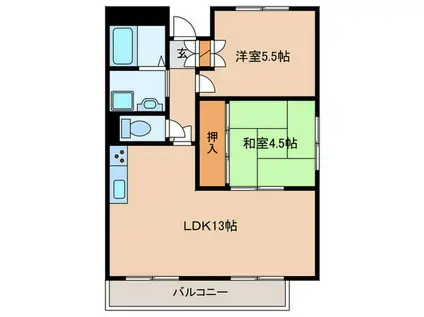 フローレンス石橋(2LDK/3階)の間取り写真