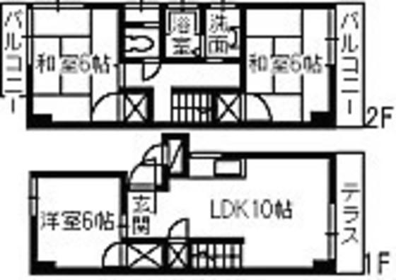 海老園テラスハウス(3LDK/2階)の間取り写真