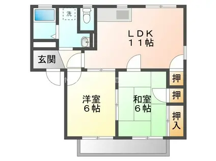 フレグランス フォレ B棟(2LDK/1階)の間取り写真