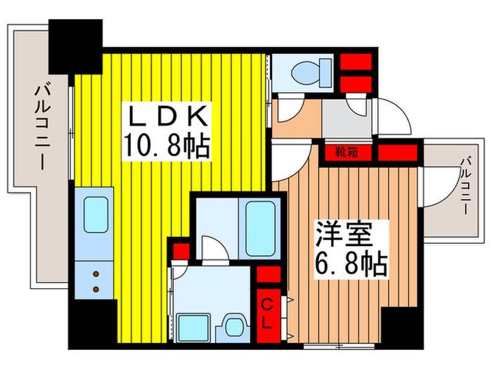 グランディール本町西(1LDK/3階)の間取り写真