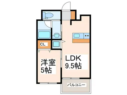 VINCENTE船場(1LDK/5階)の間取り写真
