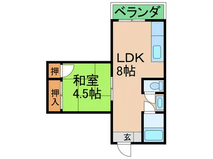 パルムハウス(1LDK/1階)の間取り写真