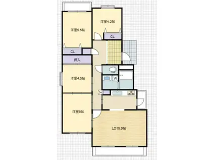 サンハイツ貴崎(4LDK/4階)の間取り写真