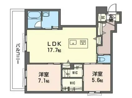 ヴィアソーレイツキ(2LDK/3階)の間取り写真