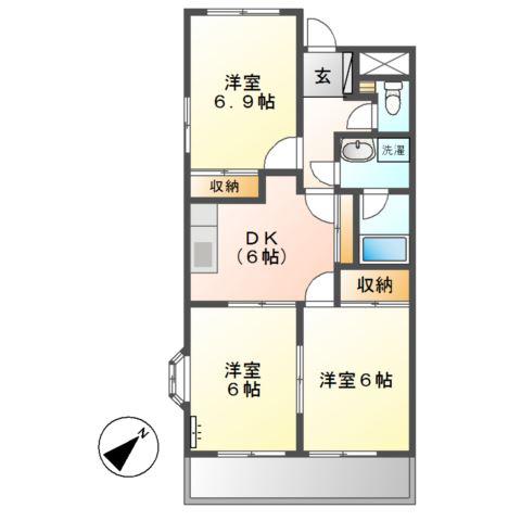 ソレイユ(3DK/2階)の間取り写真