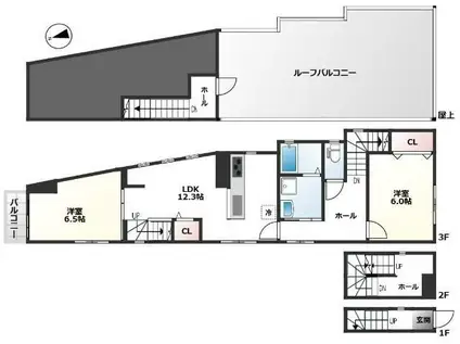 東尾久2丁目アパート(2LDK/1階)の間取り写真