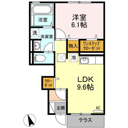 カーサデバンブー(1LDK/1階)の間取り写真