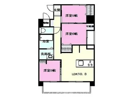 ソアラ南上原(3LDK/1階)の間取り写真