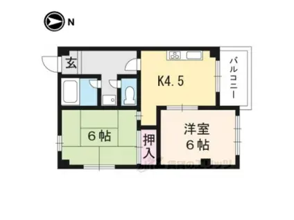 エレガンスコート烏丸西(2DK/4階)の間取り写真