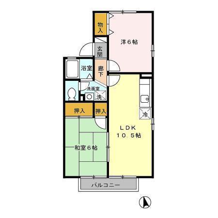 セジュールみなみ(2LDK/2階)の間取り写真