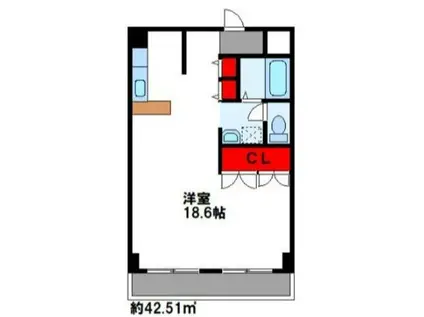 レ・フォール(ワンルーム/1階)の間取り写真