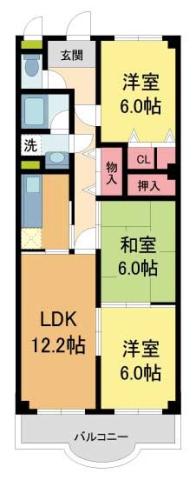 ドムール樋ノ池(3LDK/3階)の間取り写真