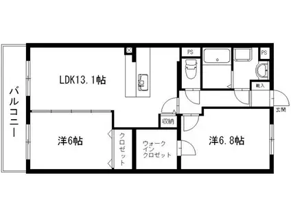 T.WOOD(2LDK/3階)の間取り写真