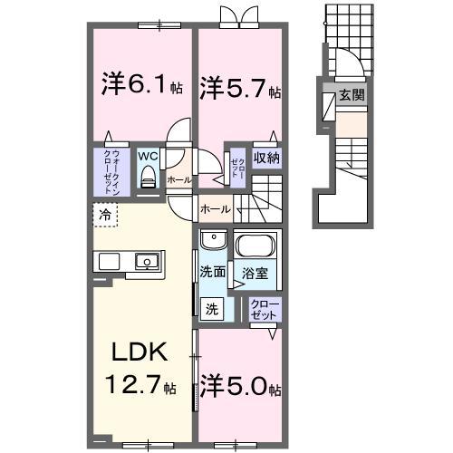 カーチス(3LDK/2階)の間取り写真