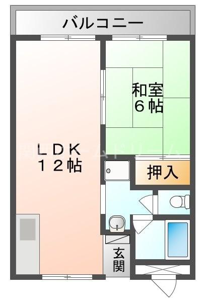 大一南野口マンション(1LDK/3階)の間取り写真