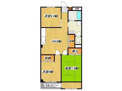 第2プラムフラワーガーデン(3DK/2階)の間取り写真