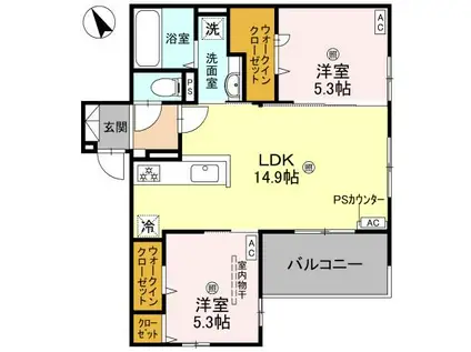 パサログランデ三条通(2LDK/3階)の間取り写真