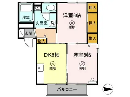 エイトタウン北(2DK/1階)の間取り写真