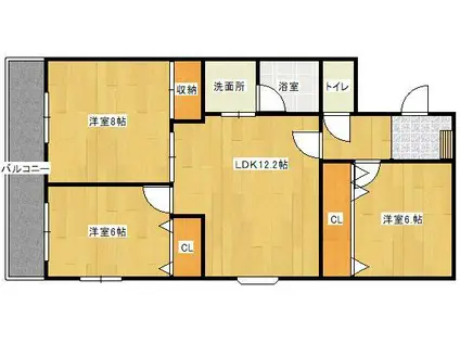 アンジェリーク(3DK/3階)の間取り写真