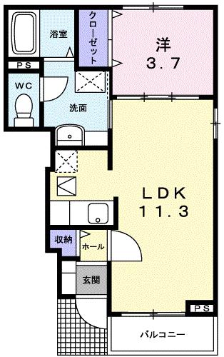 ヴィラグリチーネI(1LDK/1階)の間取り写真