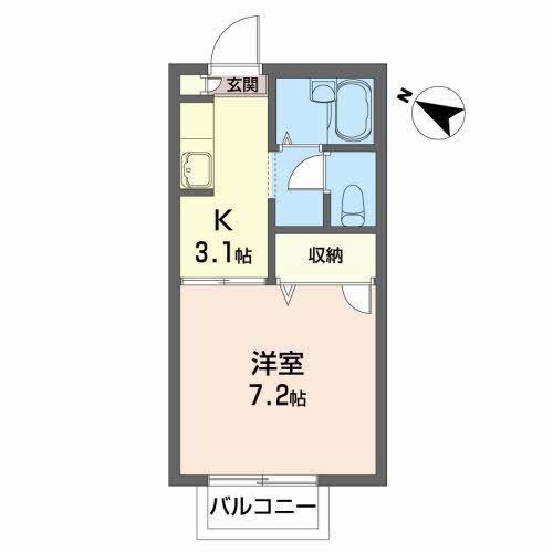 グレースハイム(1K/2階)の間取り写真