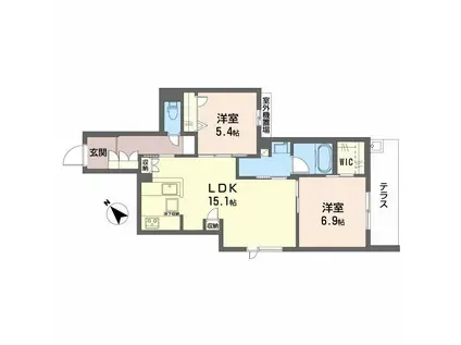 オルキデア クオーレ(2LDK/1階)の間取り写真