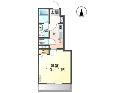 クレア・ド・ルーン(1K/1階)の間取り写真