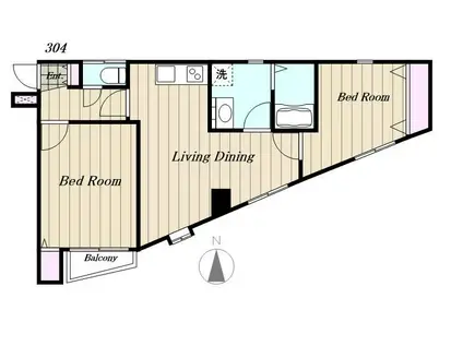 ヴェリテ桜新町(2DK/4階)の間取り写真